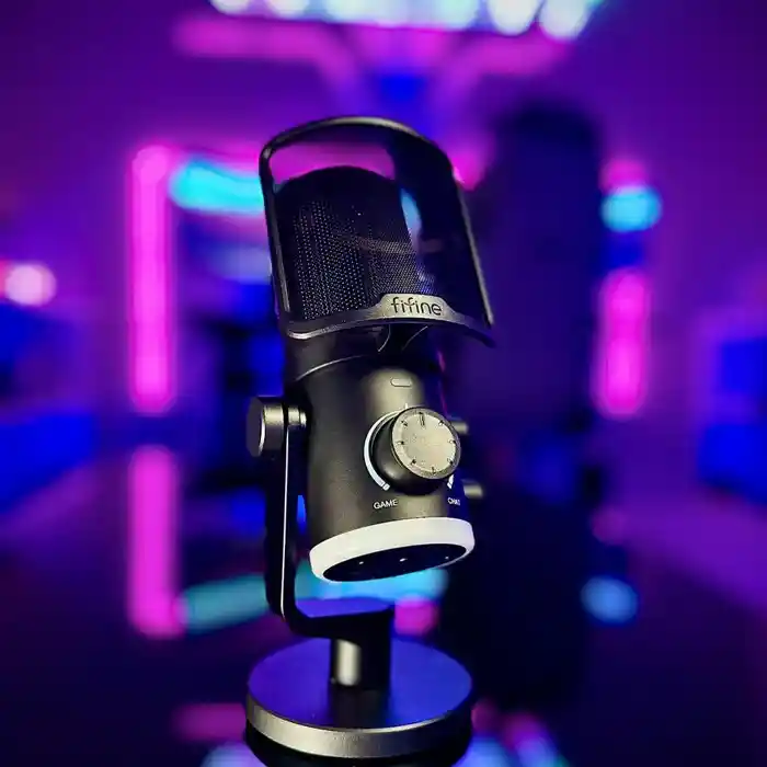 FIFINE AmpliGame AM6 Condenser Mic with Game/MIX RGB Microphone